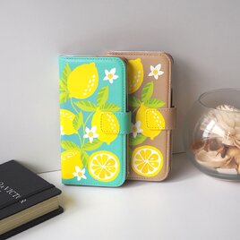 ＜iPhone＞手帳型スマホケース【レモン模様】の画像