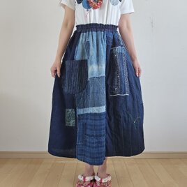 古布　リメイク　手作り　BORO 襤褸　スカートの画像