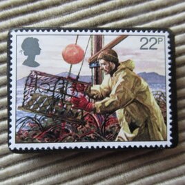 イギリス　切手ブローチ 9610の画像