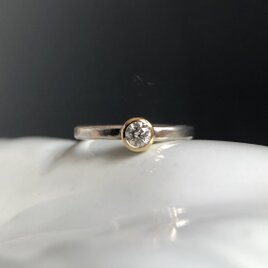 【stock sale】SV950 K18 diamond solitaire ring ダイアモンドソリテールリングの画像