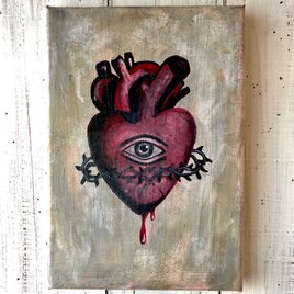 「心臓」SMサイズ アート作品 原画 徳島洋子作品 アクリル画の画像