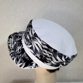 魅せる帽子☆【New Design!!】 大きいブリムのキャスケット～オフホワイト&ボタニカルの画像