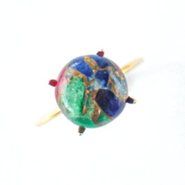 【アートなトルマリン A 】天然石 大粒 SILVER925 指輪 リング フリーサイズ 青 赤 緑の画像