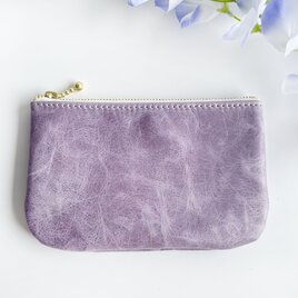 紫陽花カラー☆　軽くて柔らか　馬革のミニポーチ　（ミニ財布）バッグインバッグの画像