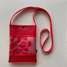 銘仙メッシュポシェット・レッド・桜