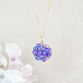 【ネックレス・45cm+アジャスター】ガラスの 紫陽花の画像
