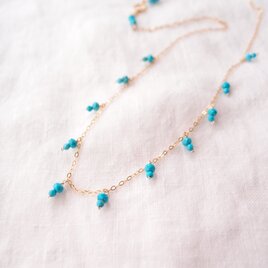 【K14gf／受注制作】Magnesite Turquoise Necklace／マグネサイトターコイズ チェーンネックレスの画像