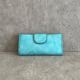 長財布　アイスブルー　イタリアンレザー　＜D＞