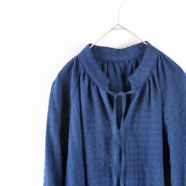 変わり織コットンのチャイナ衿ブラウス・ゆったりサイズ　BTC140の画像