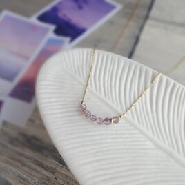 天然石のネックレス ■ - Graceful -  極細なダイヤモンドカットチェーン ■  アメジストの画像