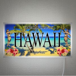【壁掛け Lサイズ】アロハ ハワイ フラダンス ハイビスカス ヤシの木 ビーチ 海 南国 照明 看板 置物 雑貨 ライトBOXの画像
