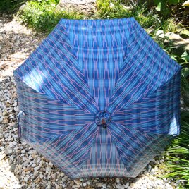 日傘紬（青ピンク縞幾何学）21405の画像