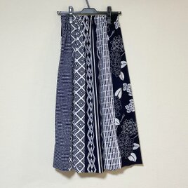 浴衣リメイク Ｅ パッチワーク ギャザースカート  着物 コットンの画像