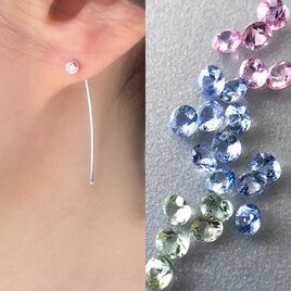【受注製作】rosée / blue sapphire hook earring (single) ブルーサファイア（片耳）の画像