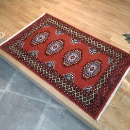 トライバル絨毯】パキスタン絨毯　ハイクオリティ　ガゼニウール　122x78cm　テラコッタカラーの画像