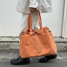 わがままトート：オレンジ（KONBU　撥水加工ナイロン素材トートバッグ）＜受注製作＞の画像
