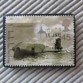 アップサイクル　イギリス　切手ブローチ 9638の画像