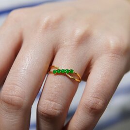 24-32 受注製作 k18金 天然 ミャンマー産 氷種 陽緑 本翡翠 リング 指輪 ダイヤモンドの画像