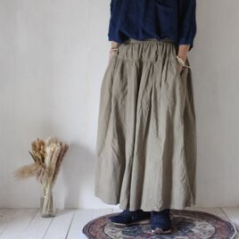 cotton tiered skirt / 老竹色 /草木染め ザクロ染めの画像
