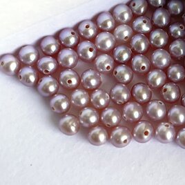 超極小 淡水パール 3mm 4mm セミラウンド パープル系 2粒 ペア ナチュラル 真珠 小粒 ポテト ルースの画像