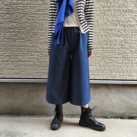 国産デニム♥『タイムレスなデザイン！♥』ワイドパンツ(インディゴ）M,L,2L,3L,4L