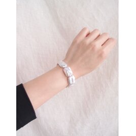 【RP】Rectangle Pearl Bracelet／レクタングルパール マンテルブレスレット（White）の画像