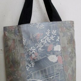 ７７４７　色大島紬の着物で作った手提げ袋　の画像