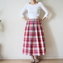 マドラスチェックのスカート（赤系）　No.316の画像