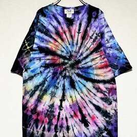 タイダイ染め Tシャツ　XXLサイズ　ブラック×カラフル　スパイラル　 Hippies Dye HD21-59の画像