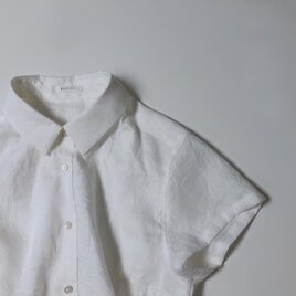 リネンの四角い半袖シャツ　/　オフホワイト　の画像