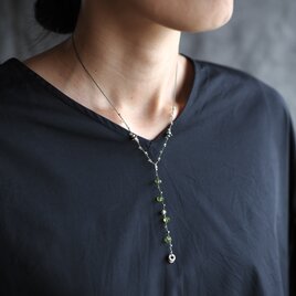 -Peridot-【Y_line】braid necklaceの画像