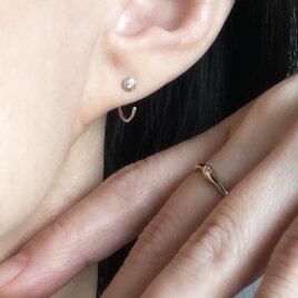 cailloux / diamond circle hook earrings ダイアモンドサークルフックピアス （両耳）の画像