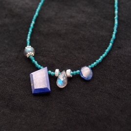 【SV】Blue Green Jade Mix Necklace／ブルーグリーンジェード ミックスネックレスの画像