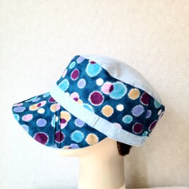 魅せる帽子☆【New Design!!】 大きいブリムのキャスケット～ミント&ドットの画像