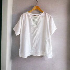 選べる刺し子　Tシャツ風ブラウス【送料込み】浴衣リメイク　グリーンの画像