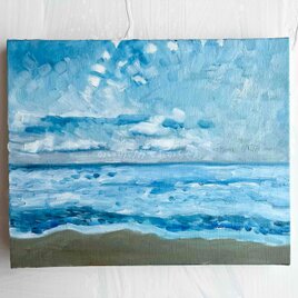 原画「朝の海３」F3・油彩画の画像