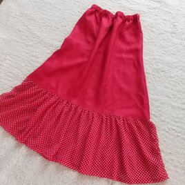 キレイな赤リネン&ドットのスカートの画像