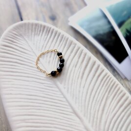 【送料無料】天然石の指輪 チェーンリング ■ - Graceful - 14KGF ■ オニキス　の画像