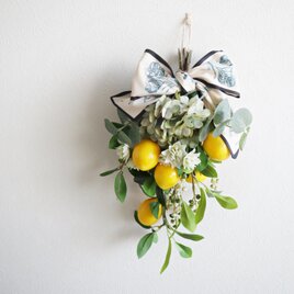 レモンと紫陽花のスワッグ ★ボタニカルプリントスカーフの画像