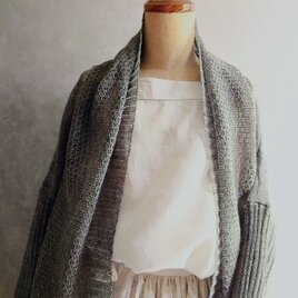 リネン シルク ニット カーディガン 羽織り　グレーの画像