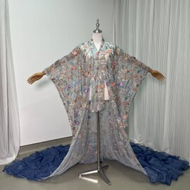 チュール打掛　着物　オーバードレス　レース羽織　ウエディングドレス　お色直し うす衣 花嫁和装 色打掛の画像
