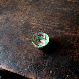 見込みに午（馬）◆中国出品　ライトグリーン　干支　色絵金彩小ぶり猪口　チャイナレトロ　シノワズリの画像