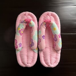 【FLIP TEE FLOP】23.5cm 布ぞうり 和柄 ピンク【No.261】の画像
