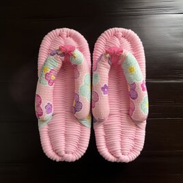 【FLIP TEE FLOP】23.5cm 布ぞうり 和柄 ピンク【No.261】の画像