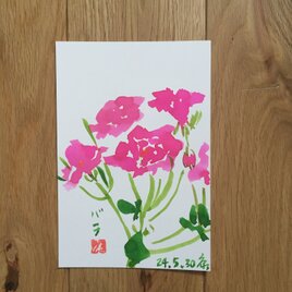 今月の記念日ポストカード　6月8日　ビビッドピンク 薔薇の画像
