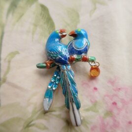 SV  Tow Birds brooch　Turquoise blueの画像