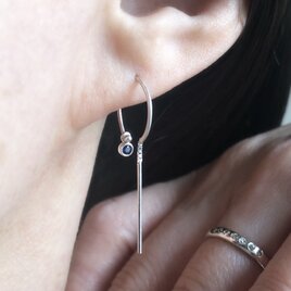 ohm / blue sapphire hoop earrings ブルーサファイアフープピアス　SV950/925の画像