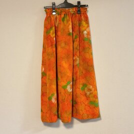 着物リメイク Ｒ  ギャザースカート  シルク 古布正絹 着物スカートの画像