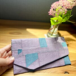 モシ布で作った紫陽花色のポジャギ袱紗の画像