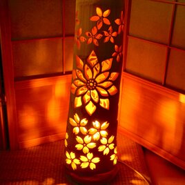 ◆全面彫・極太竹◆竹灯り・竹あかり・竹灯籠　 ～～ 癒しの灯り　★花づくし～～の画像